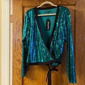 NWT Sequin Wrap Top